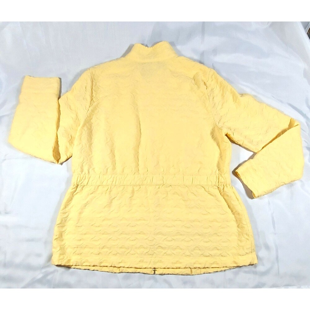 Christopher & Banks Jacket Womens Large Yellow Textured Floral Zip Lightweight - Picture 6 of 11